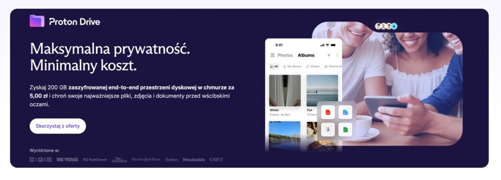 bezpieczny dysk w chmurze Proton